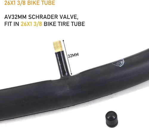26x1 3/8 Bike Tubes by [Brand Name] - 2 Pack with AV32mm Schrader Valve for Easy Installation