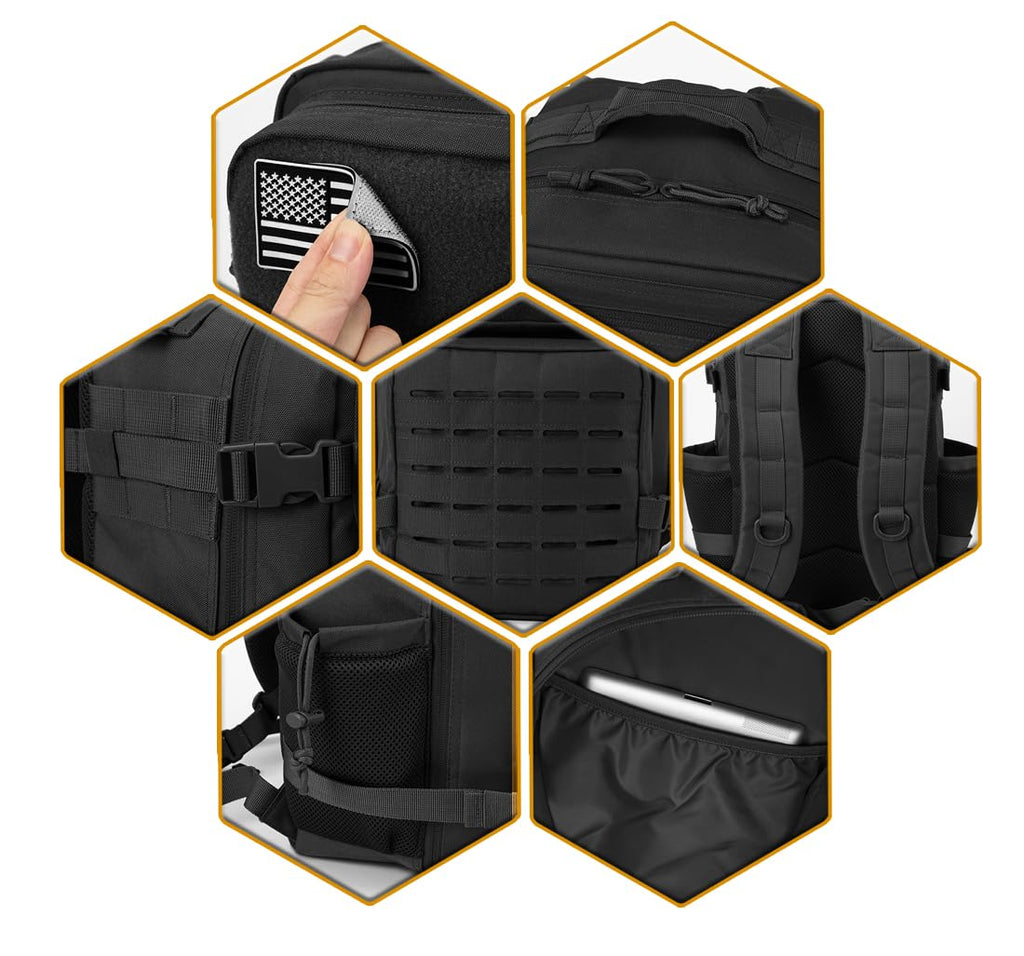 QT&QY 35L Tactical Military Backpack Gym For Men Army Molle Rucksack Small Bug Out Bag 24 Hour Assault EDC Pack Hiking Daypack Motorcycle Backpack