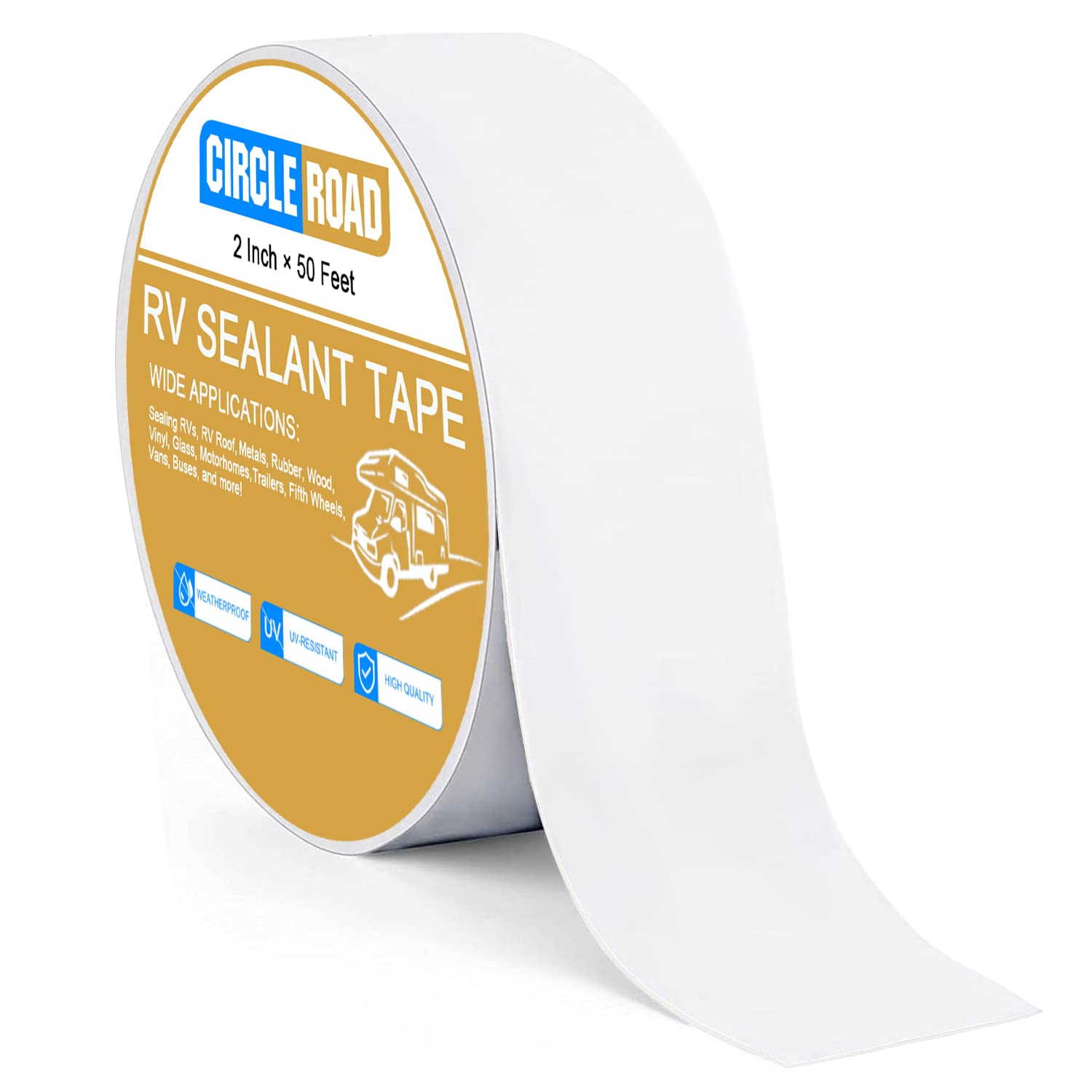 RV Roof Tape - 2 Inch x 50 Feet | White UV-Resistant Sealant for Camper, Trailer & Boat Repairs