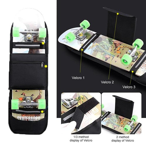 Elolicu Skateboard Backpack Bag, Foldable Carrier Travel Skateboard Bag Regular Skateboard Longboard Bag Adjustable Shoulder Straps for Electric Skateboard Universal Street Trend Girls and Boys
