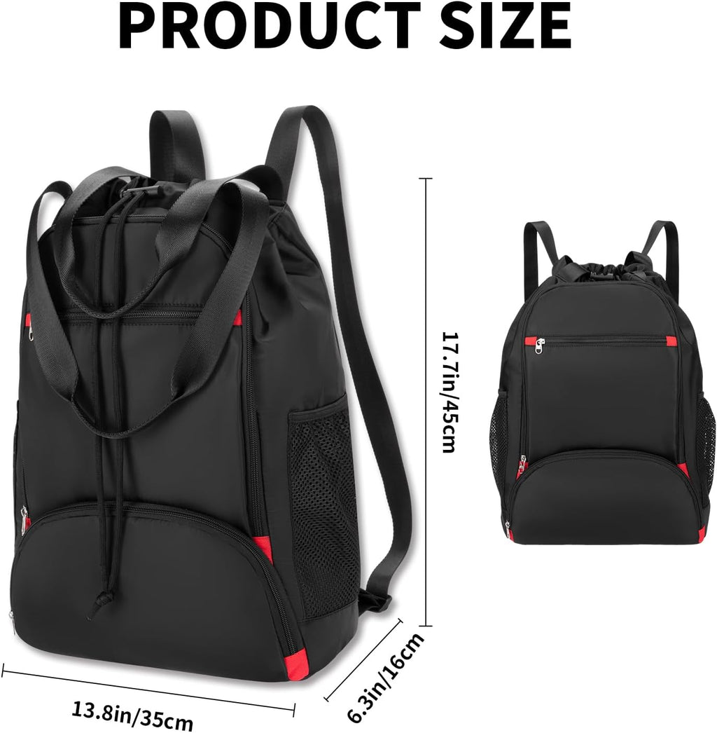 Seyfocnia Drawstring Backpack - Versatile Gym Bag with Shoe Compartment | Black Color