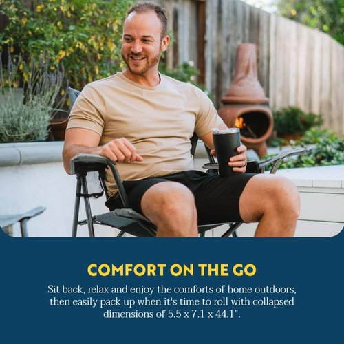 GCI Outdoor Comfort Pro Chair - Durable Folding Design in Heathered Pewter Gray
