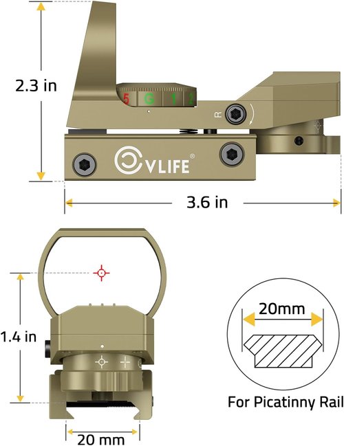CVLIFE Red Green Dot Gun Sight - 1X22X33 Reflex Scope with 20mm Rail Mount