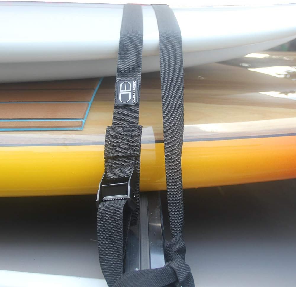 OCEANBROAD Kayak Tie Down Straps - 1.5 Inch, 13 Feet | 2 Pack Cam Buckle Straps for Surfboards & Canoes