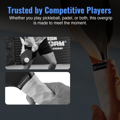 Hesacore Hesatac Overgrip Tape – 12 Pack – Black – for Pickleball, Padel & Tennis – Sweat Absorbing, Soft, Anti-Slip, Stretchable Overgrip