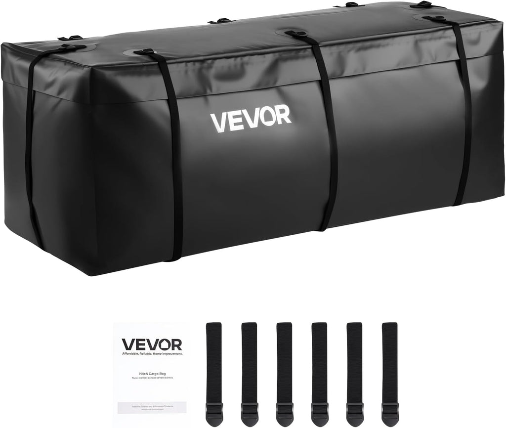 VEVOR Hitch Cargo Carrier Bag, Waterproof 840D PVC, 59.84 x 24.02 x 24.41 in (20 Cubic Feet), Heavy Duty Cargo Bag for Truck Bed Storage with 6 Reinforced Straps, Suitable for Car Vans Hitch Basket