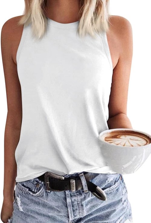 Langwyqu Women's Tank Tops - Casual Sleeveless Crewneck Tees for Summer | Loose Fit, Comfortable Style