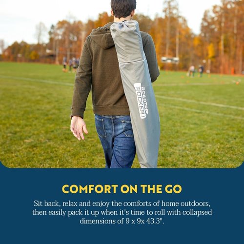 GCI Outdoor RoadTrip Rocker Camping Chair - Portable Folding Rocking Chair with Drink Holder & Comfortable Backrest - Indigo Blue