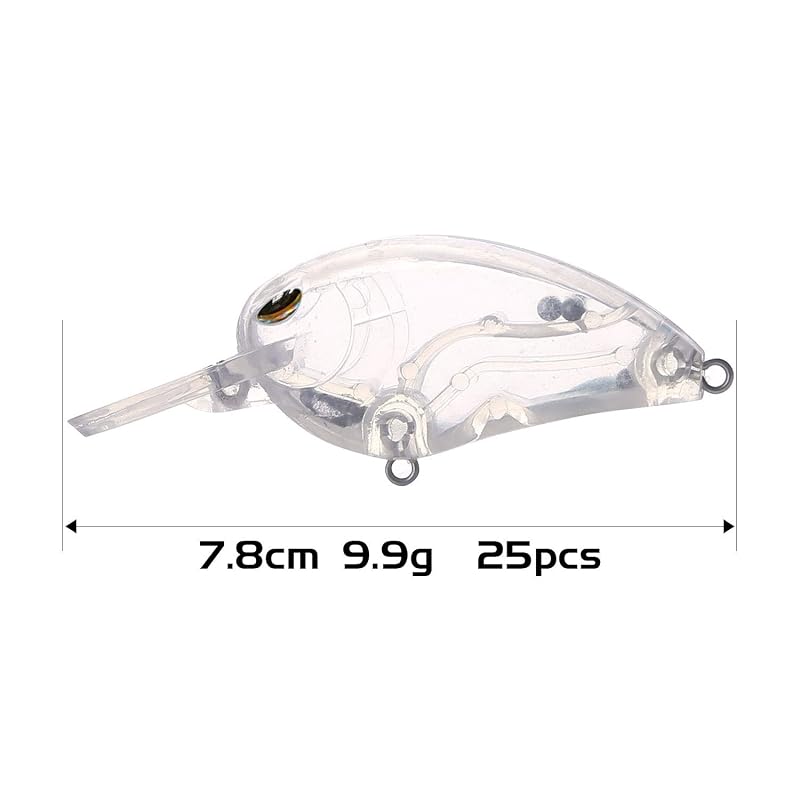 Unpainted Lure Blanks Set 25pcs Crankbait Bodies 7.8cm 9.9g ABS