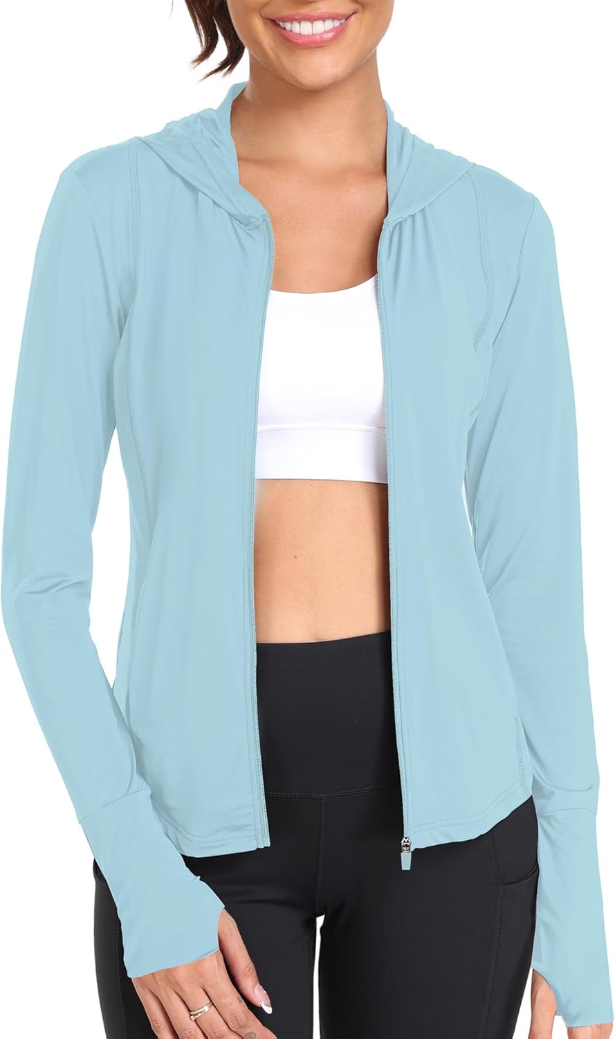 Skiennix Women's UPF 50+ Zip-Up Hoodie - Lightweight UV Protection Athletic Jacket | Long Sleeve