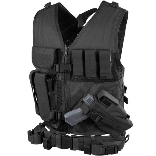 Condor Cross Draw Vest/Tactical Belt (Black, Medium/Large)