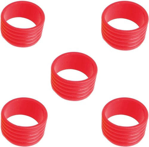 Juroicessry 5Pcs Red Racket Handle Rubber Ring Stretchy Tennis Racquet Band Overgrips Racquetball Equipment