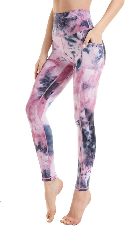 Devirld Women's High-Waisted Yoga Leggings - Tummy Control with Pockets for Gym Workouts