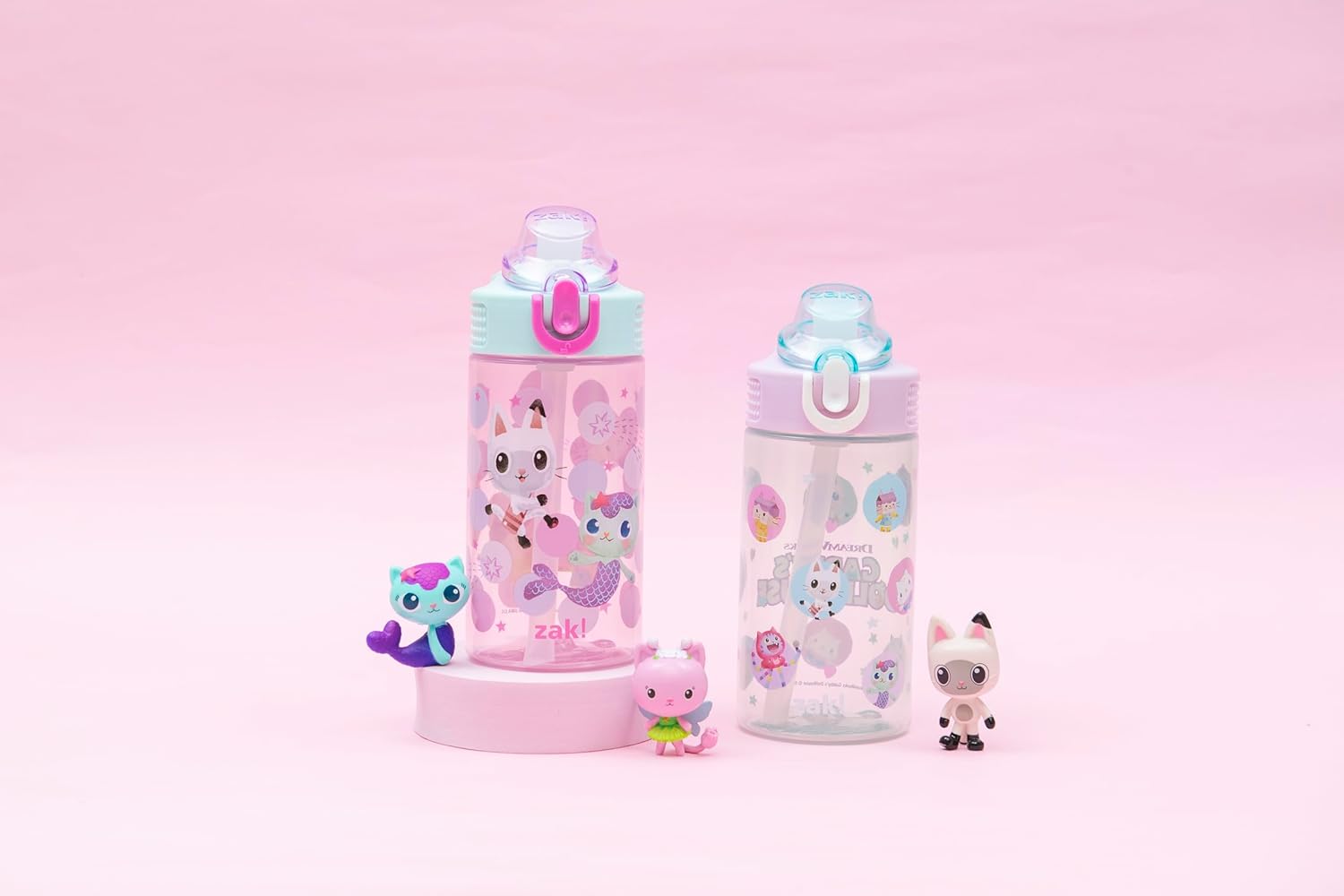 Zak Designs 16oz DreamWorks Gabby's Dollhouse Kids Water Bottle - Durable, Leak-Proof, 2-Pack Set