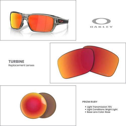 Oakley Original Turbine OO9263 00001265 Prizm Ruby Iridium Replacement Lenses for Men for Women+ Bundle Microfiber Pouch-Frames Not Included