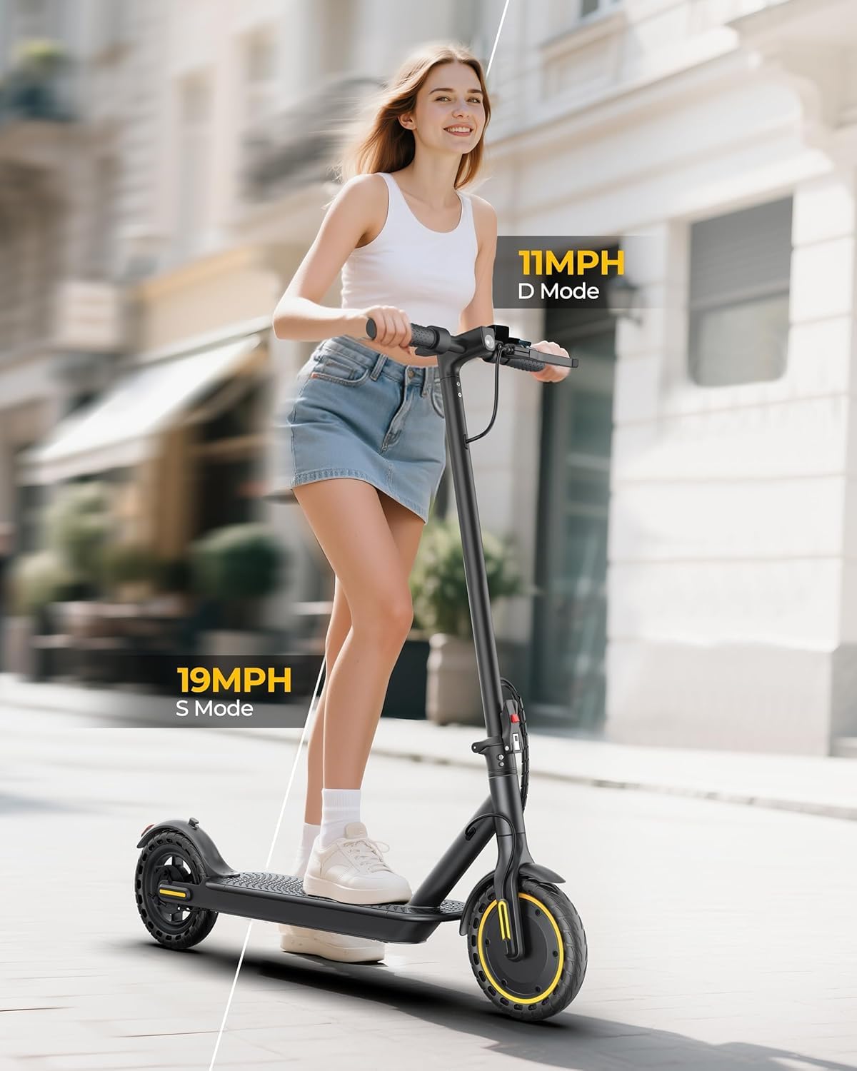 WERHY Electric Scooter - 350W/500W Motor, 19/22 MPH Speed, 15-28 Miles Range, Folding Design for Adults