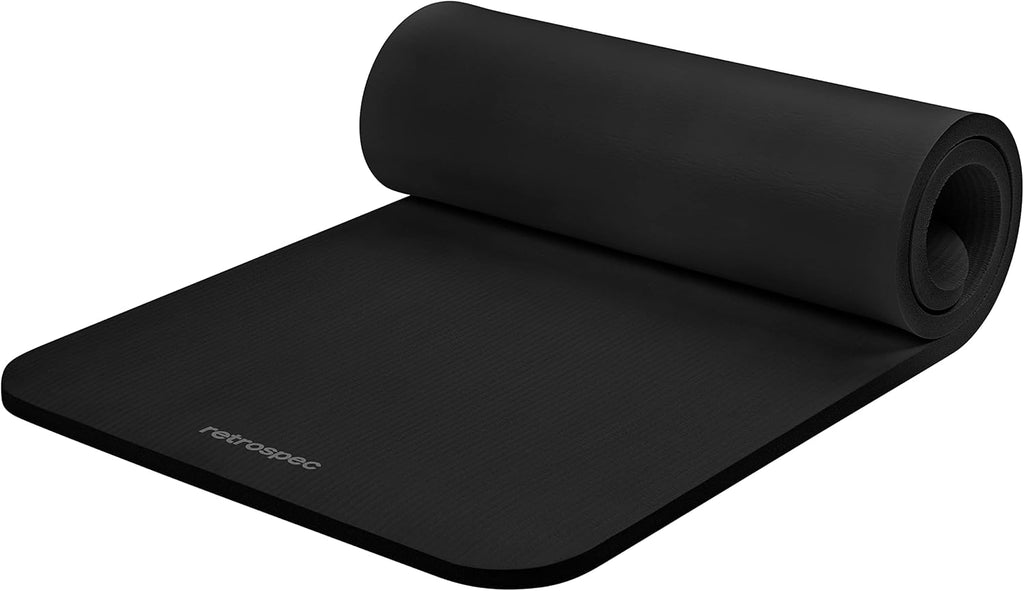 Retrospec Solana Yoga Mat - 1" Thick Non-Slip Exercise Mat with Nylon Strap for Home Workouts