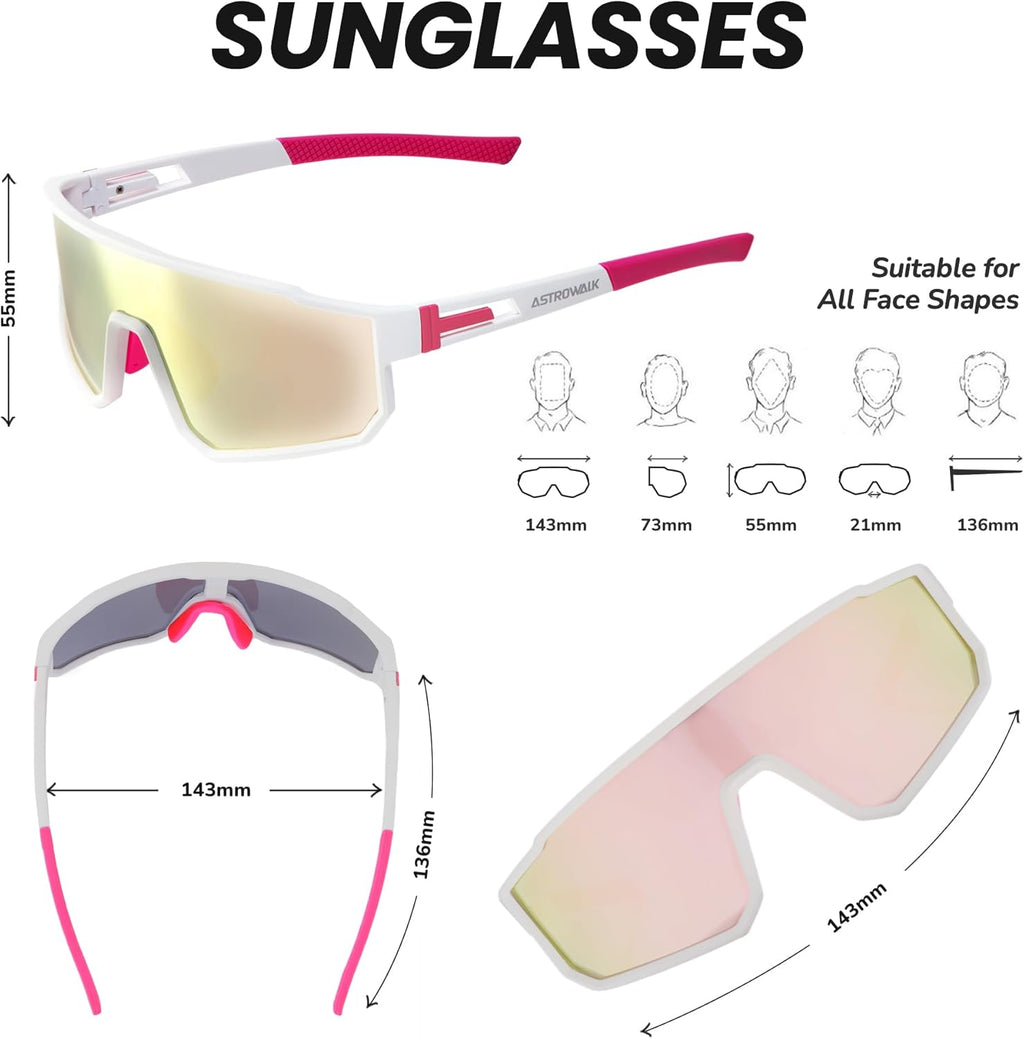 Polarized Running Sunglasses - UV400 Protection with Adjustable Nose Pad | Ideal for Cycling, Hiking, Beach Volleyball