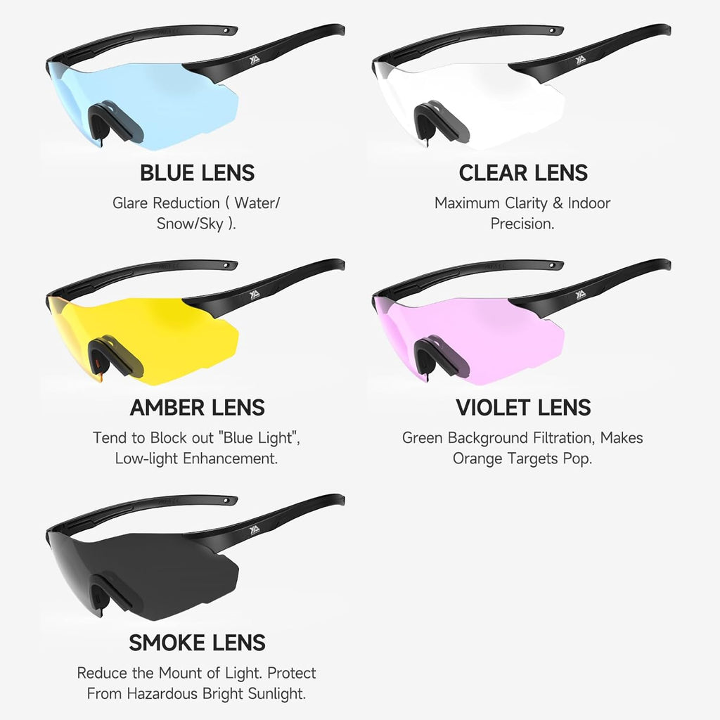 Xaegistac Safety Glasses - Anti-Fog Shooting Glasses with Wide Field of View & Soft Nose Pad | Ideal for Hunting & Airsoft