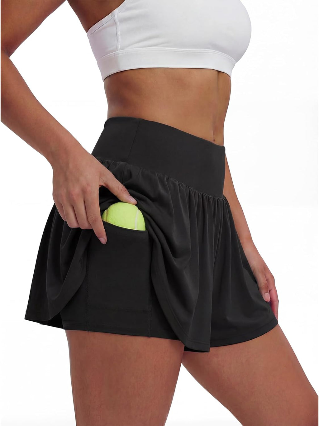 Stelle Women's 2-in-1 Running Shorts - High Waisted Athletic Gym Shorts with Liner Pockets