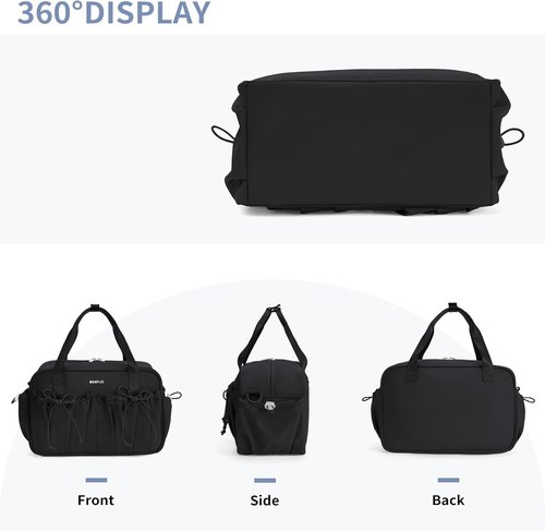 ECOHUB Mini Gym Bag for Women - Stylish Duffle with Wet Compartment | Black Tote for Yoga & Travel