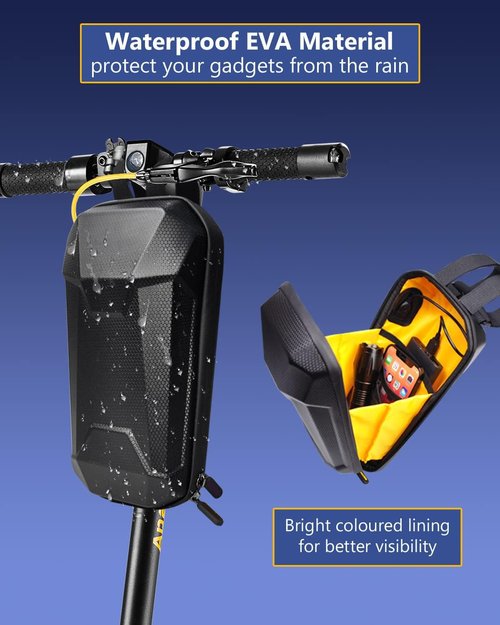 SYNAGY Scooter Storage Bag with USB Charging Port, Electric Scooter Handlebar Bags for Escooter, Electric Bike, Ebike, 4L (Standard-long Straps)