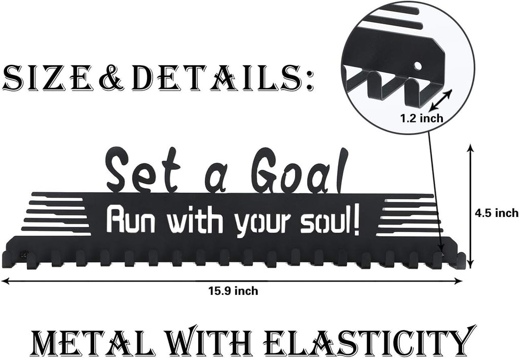 Personalized Medal Holder - Custom Name Display Rack for Awards & Ribbons | Metal Wall Mount for 60 Medals