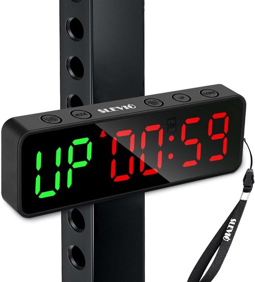 Gym Timer Clock by [Brand Name] - Magnetic Stopwatch with Large LED Display | Ideal for Home Gym & Schools (Matte Black)