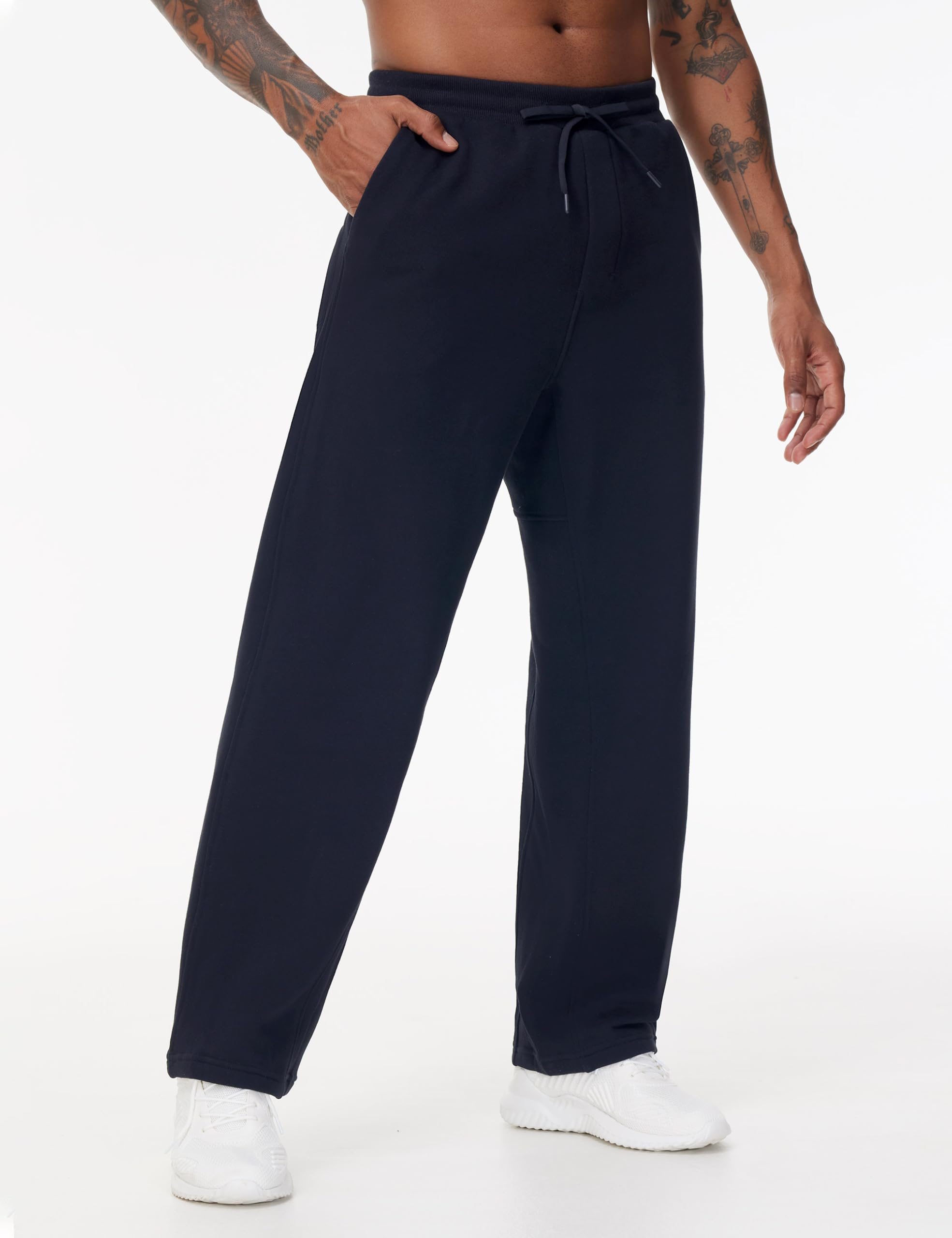 THE GYM PEOPLE Men's Baggy Fleece Workout Sweatpants with Pockets Drawstring Lounge Athletic Running Pants Navy Blue