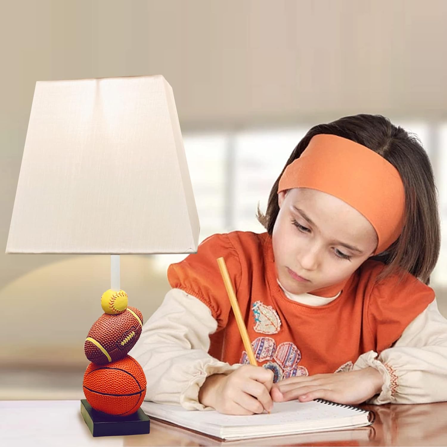 Skiennix Kids Table Lamp - 14 Inch Sports-Themed Design with LED Bulb | Ideal for Children's Bedroom Decor