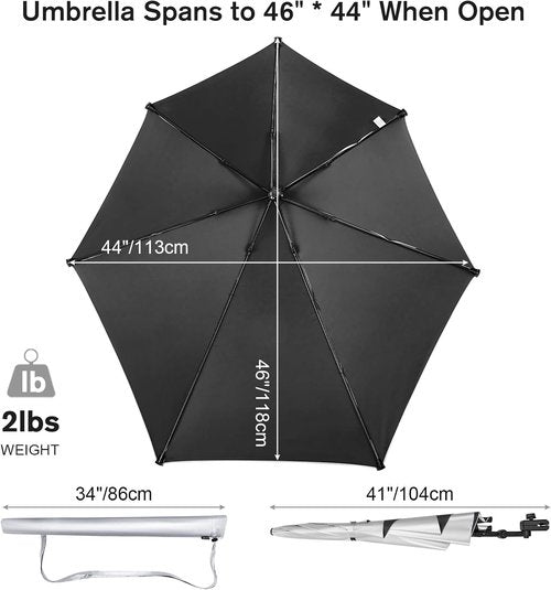 G4Free Adjustable XL Chair Umbrella - UPF 50+ UV Protection Sun Shade for Beach, Stroller, Golf Cart