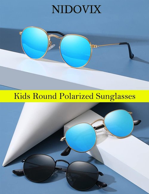 NIDOVIX Kids Polarized Sunglasses - Classic Metal Frame | 100% UV Protection for Ages 0-18