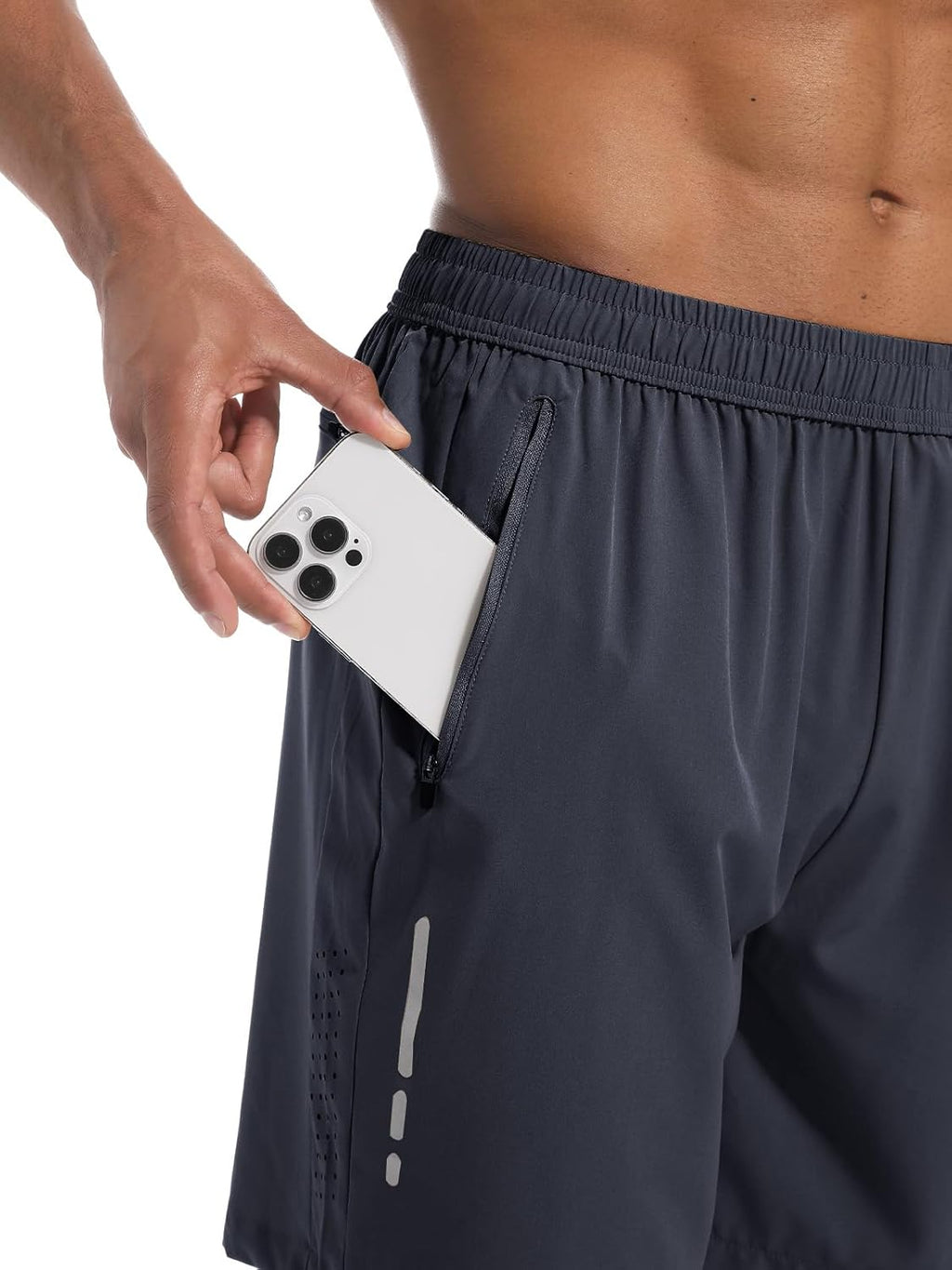 Skiennix Men's Athletic Gym Shorts - Lightweight Quick-Dry 7" Workout Shorts with 3 Zipper Pockets