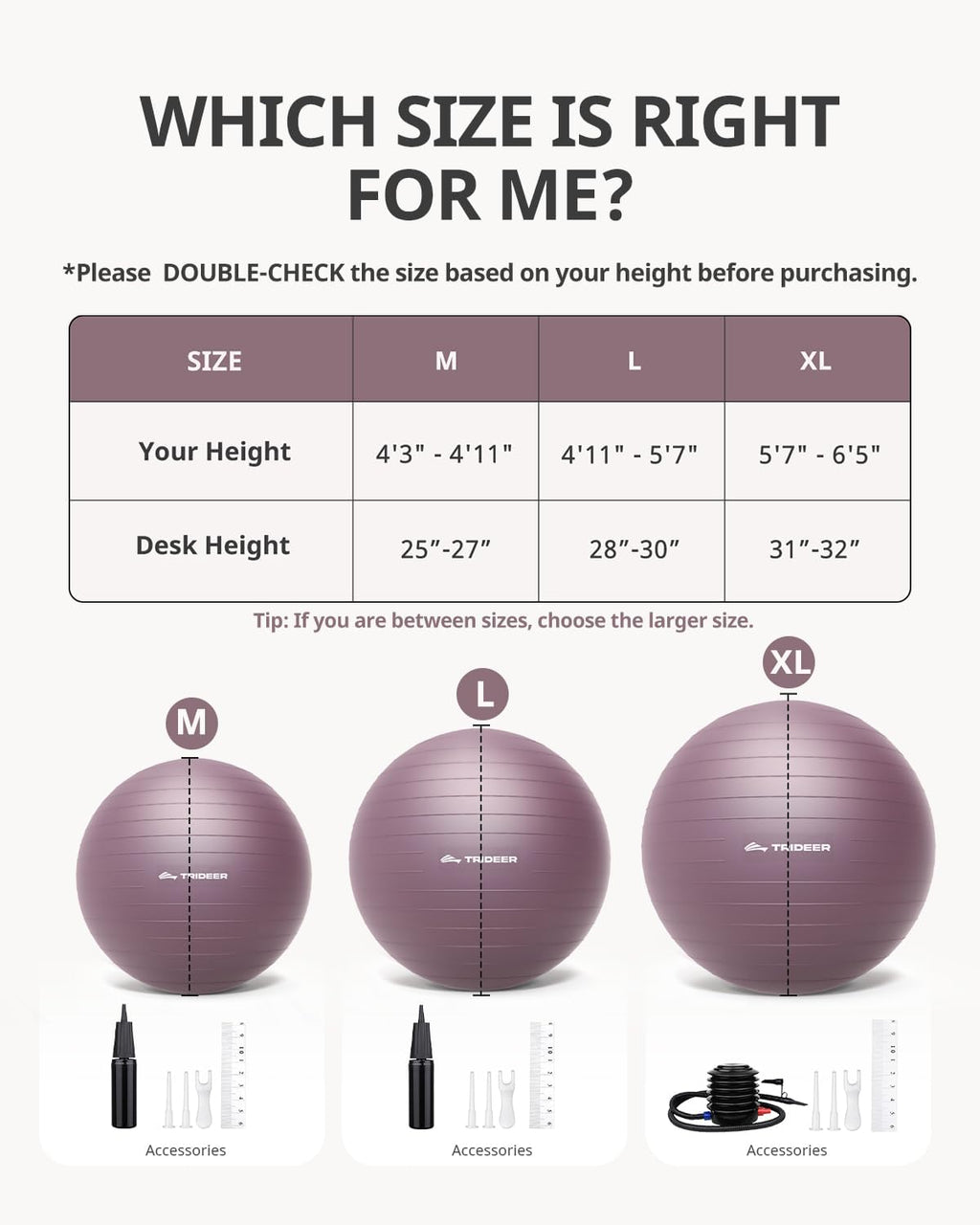 Trideer Exercise Ball - Stability Ball for Yoga, Pilates & Core Training | Office Seating & Balance Improvement