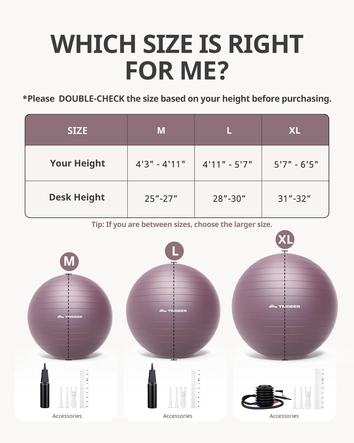 Trideer Exercise Ball - Stability Ball for Yoga, Pilates & Core Training | Office Seating & Balance Improvement