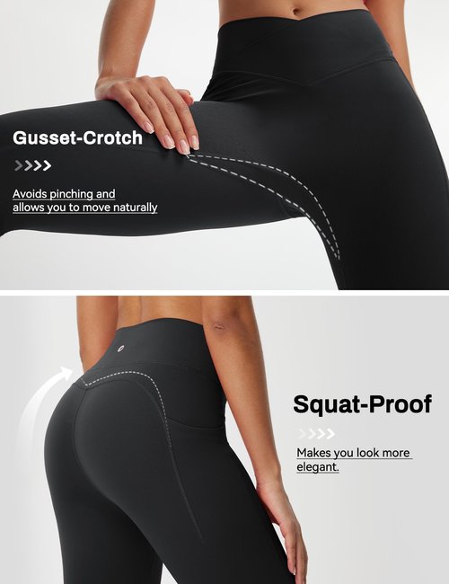 baleaf Capri Leggings for Women Knee Length Yoga Workout Capirs Leggings with Pockets Tummy Control Stretch Black L