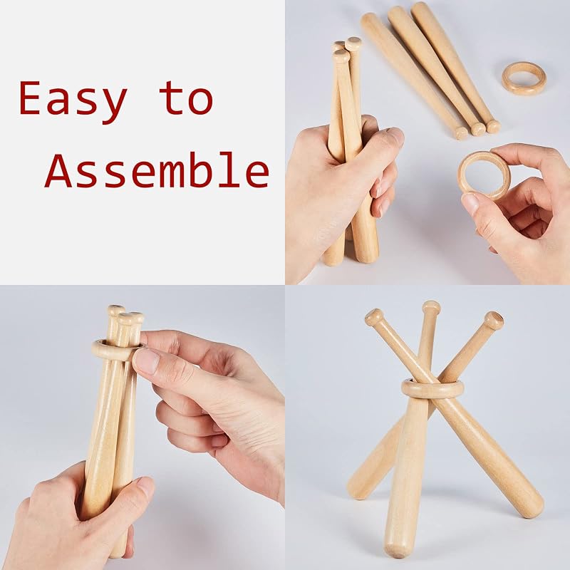 Maitys Baseball Stand Holder - Wood Table Display (Variation 4) - 15x1.5 cm