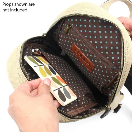 CHALA Canvas Sling Bag Women RFID Protected Canvas Crossbody Backpack with Adjustable Strap (Bird - Sand)
