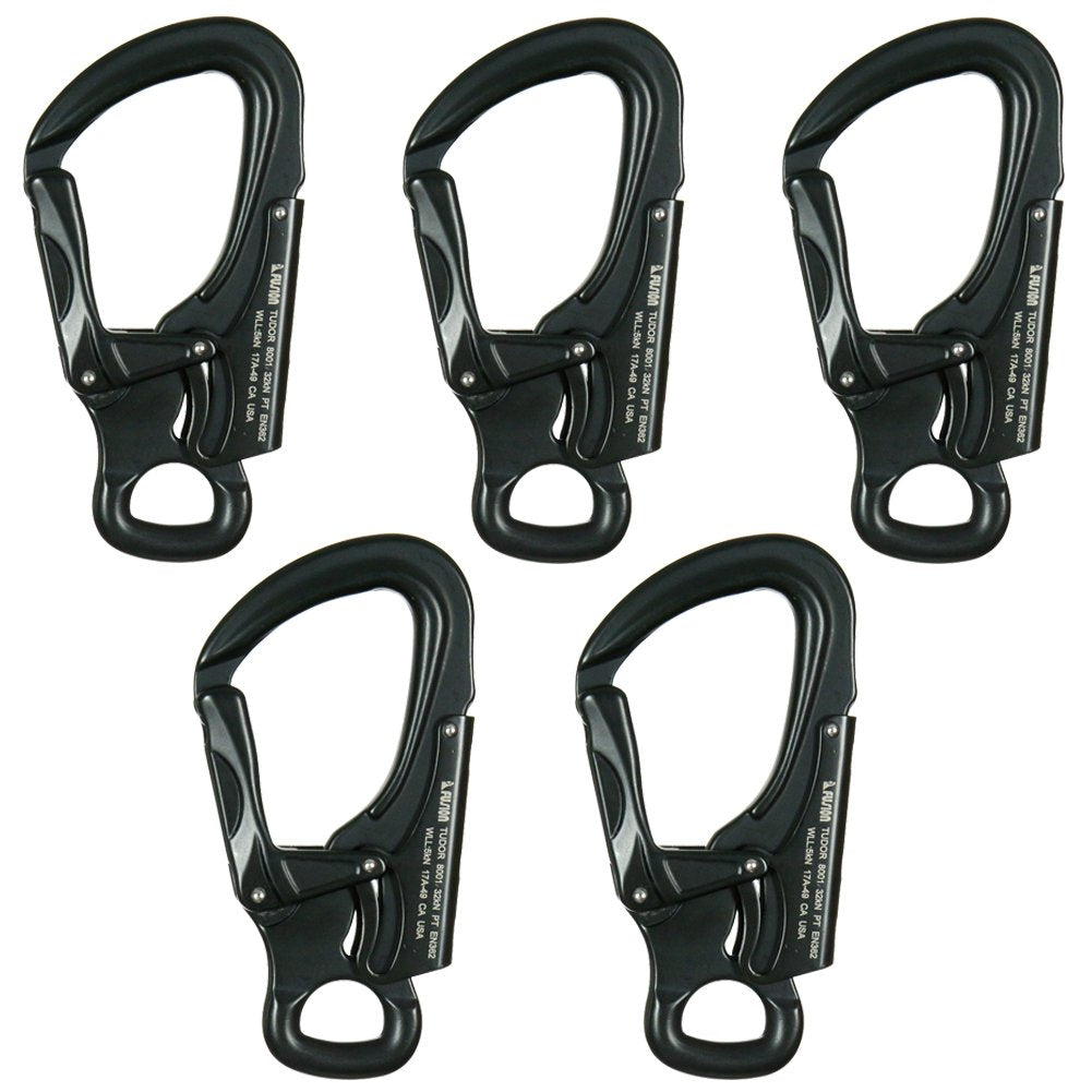 Snap Auto-Locking Carabiner 32KN (5-Pack) - Fusion Climb Tudor - Professional Rock Climbing Carabiner, Aluminum