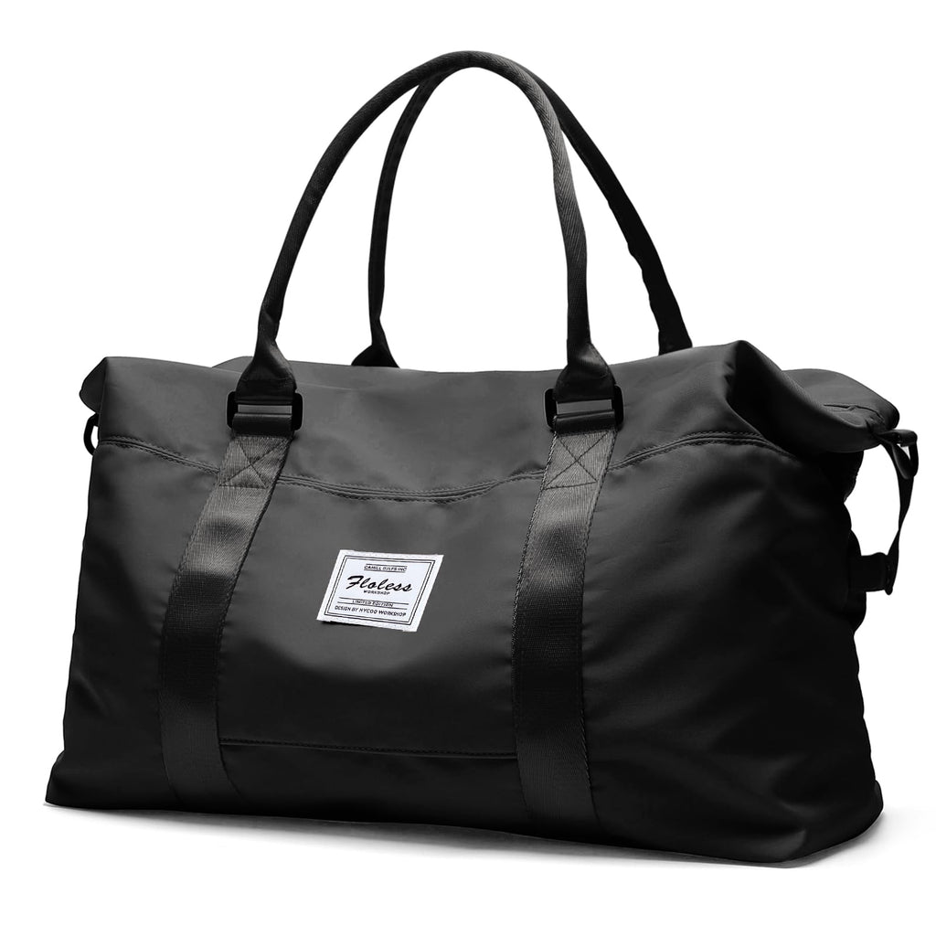 Travel Duffel Bag,Weekender Overnight Bag for Women,Carry-on Bag with Wet Pocket,Gym Bag,Extra Large,Black