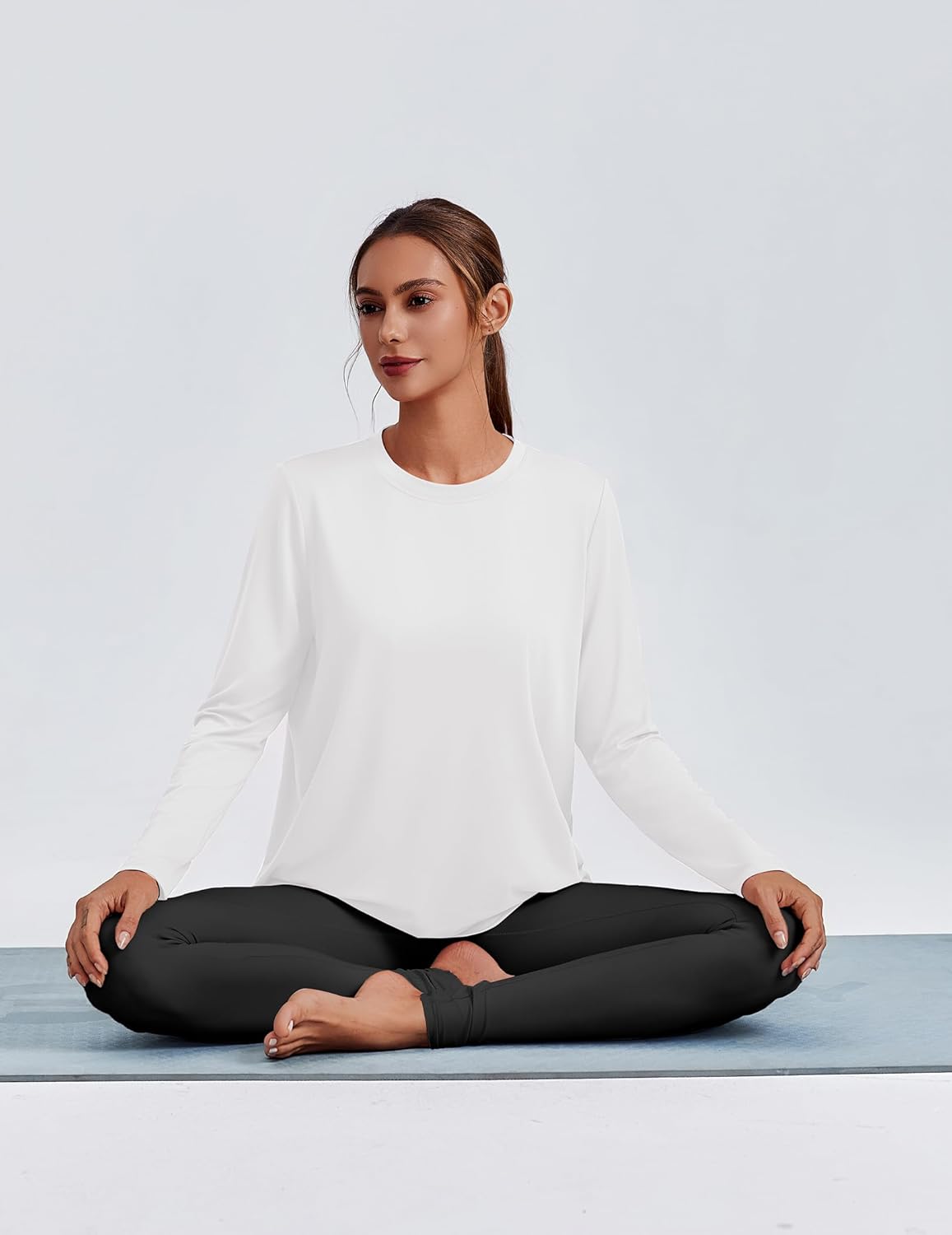 PINSPARK Long Sleeve Workout Tops for Women - Quick Dry UPF 40+ Athletic Shirt | Loose Fit for Gym & Hiking