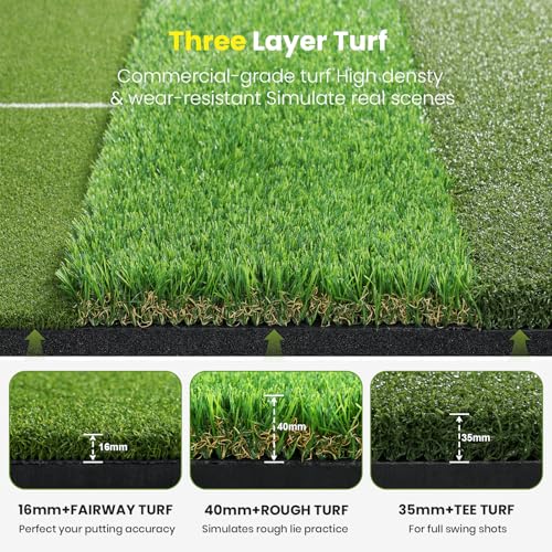 5x4ft & 6x4ft Extra Large Golf Hitting Mat - Tri-Turf Practice Golf Mat for Indoor Outdoor Training - US Size Variation of Tri-Turf Sized