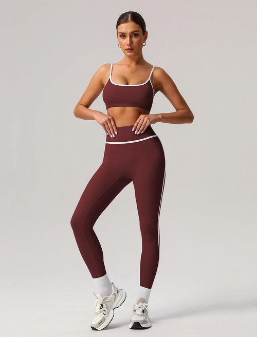 AGYMNX 2 Piece Workout Sets for Women Contrast Panel Sports Bra Cami Top and Butt-lifting Pants Active Jogger Outfits