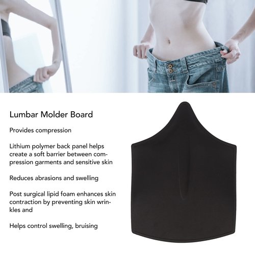 Lumbar Molder Liposuction Back Board, Foam Abdominal Compression Garment Back Lipo Board for Liposuction Recovery and BBI Post Surgery (Black)