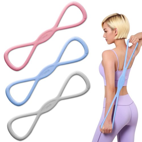 3PCS Figure 8 Resistance Bands for Women Men, Figure 8 Fitness Resistance Band, Resistance Bands with Handles, Exercise Equipment for Yoga, Pilates, Physical Therapy (15 lbs, 25 lbs, 35 lbs)