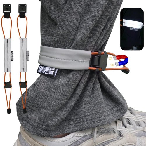 WAYUTO 2PCS Magnetic Bicycle Pant Strap Adjustable Elastic Fastening Leg Belt Multi-functional Safety Ankle Band with Visibility Reflective Design for Riding Outdoors Sports Orange