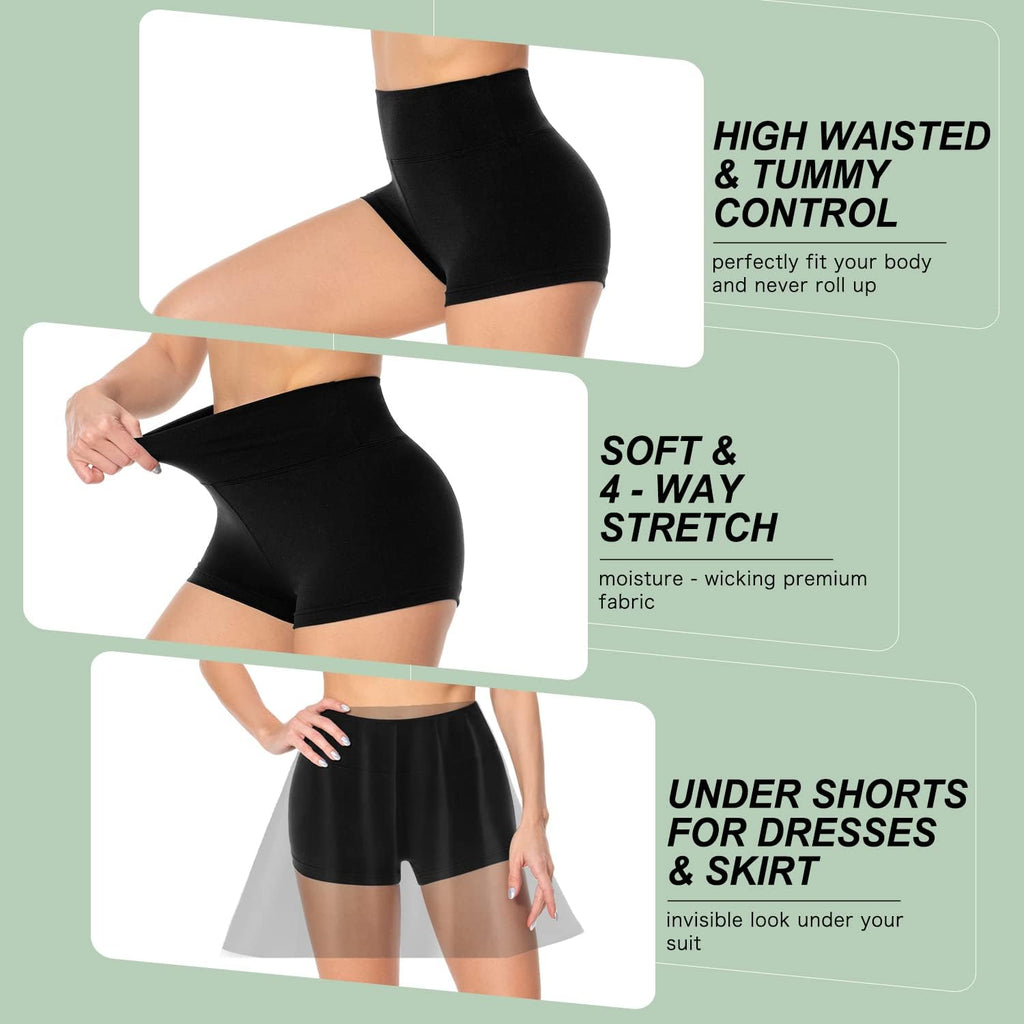 Skiennix Women's High Waisted Biker Shorts - Spandex for Yoga, Workout & Cycling | Athletic Booty Shorts