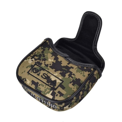PLUSKER Camo Golf Mallet Putter Head Cover, Camouflage Green & USA Flag Pattern Magnetic Closure Protector | Waterproof PU Leather for On-Course & Travel Defense
