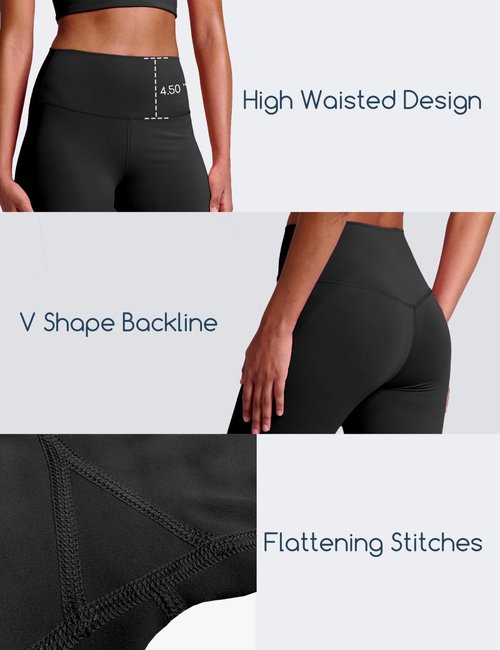 SKIDREAM XXS-XL Women's Tummy Control Opaque Yoga Leggings - High Waisted Gym Workout Pants for Women Black