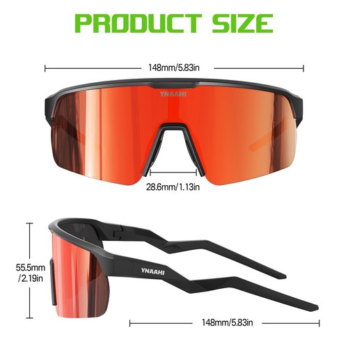 Ynaahi Sports Sunglasses. Shatterproof Polycarbonate Lens, UV400 Protection. Ideal for MTB, Cycling, Pickleball, & Running Safety
